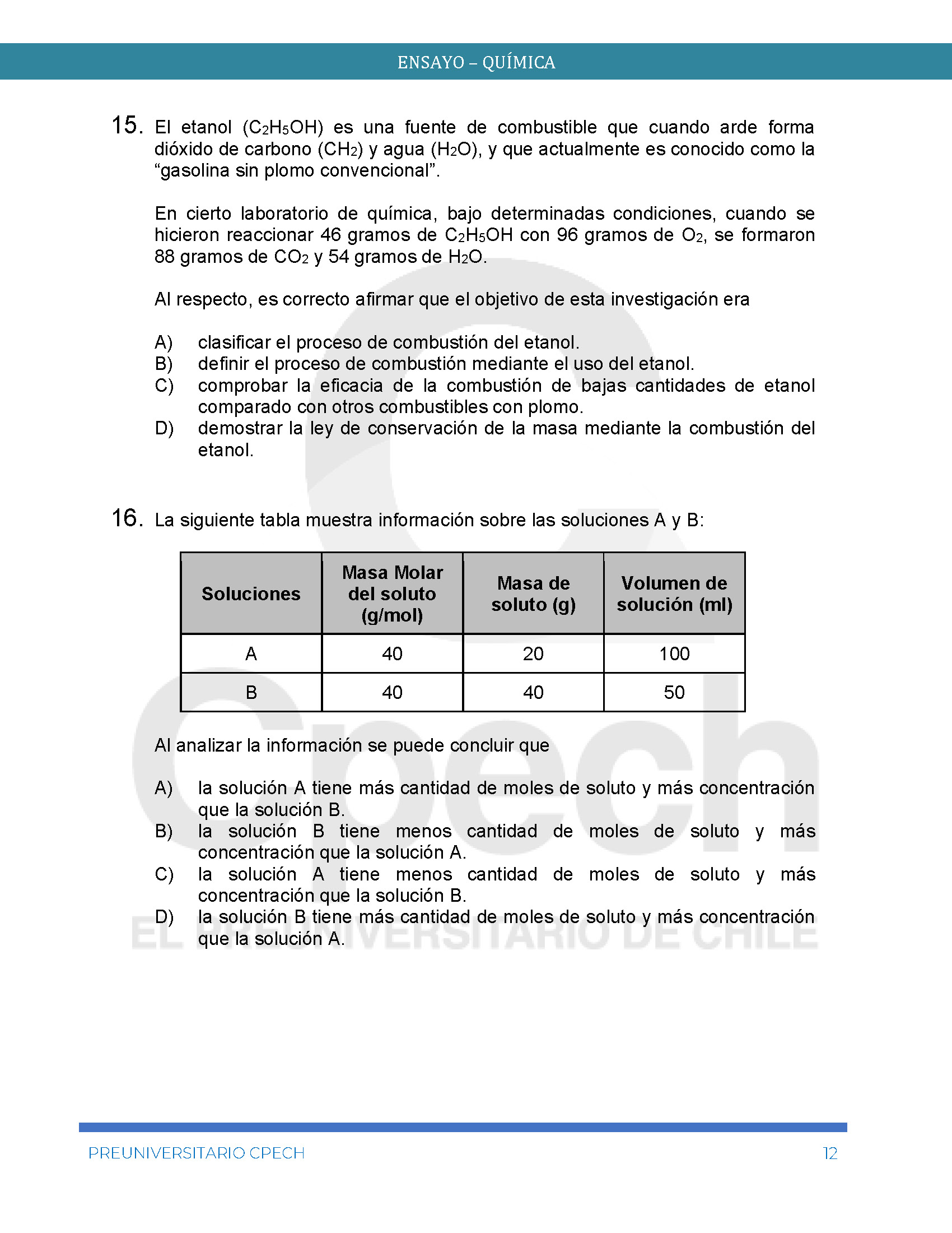 Competencia Ciencias Qu Mica Paes